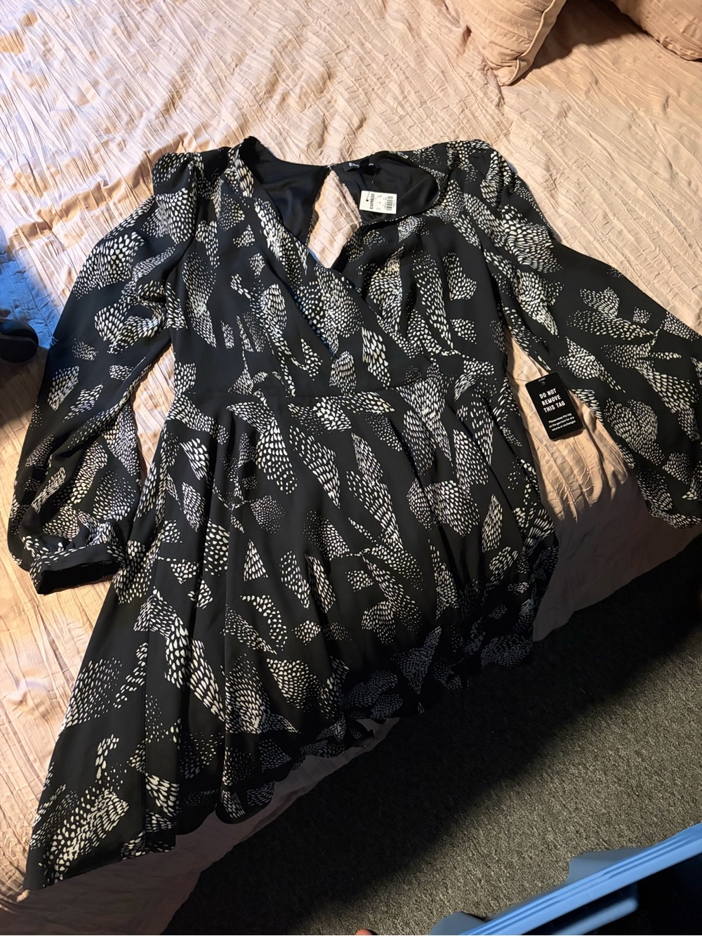 Express Black and White Printed Mini Dress